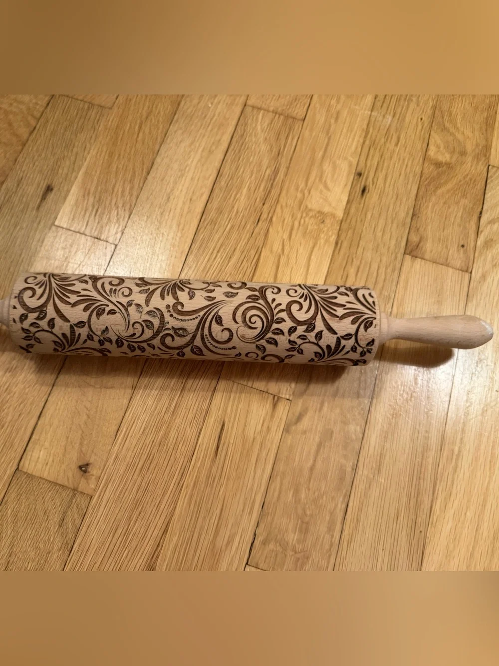 Goody Woody Embossed Wooden Rolling Pin - Decorative Floral Pattern